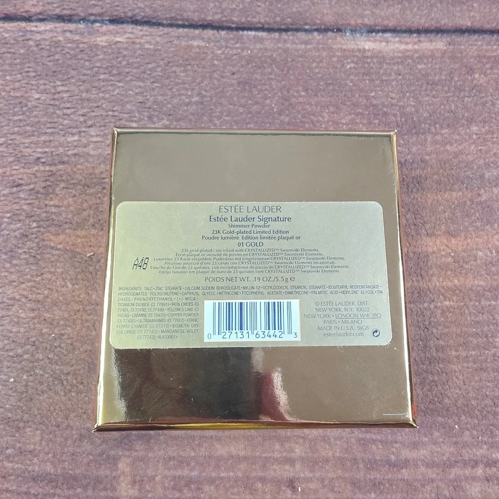 Estee Lauder Shimmer Powder Women OS Gold Good 23K Gold Plated Swarovski Compact